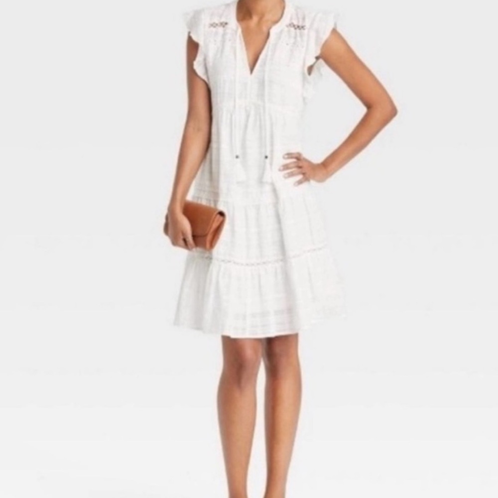 Knox Rose White Dress with Tassel Embroidery - XS